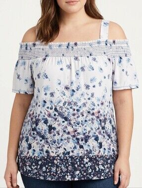 PerSeption Concept Off-Shoulder Short Sleeve Blouse- Size XL EUC